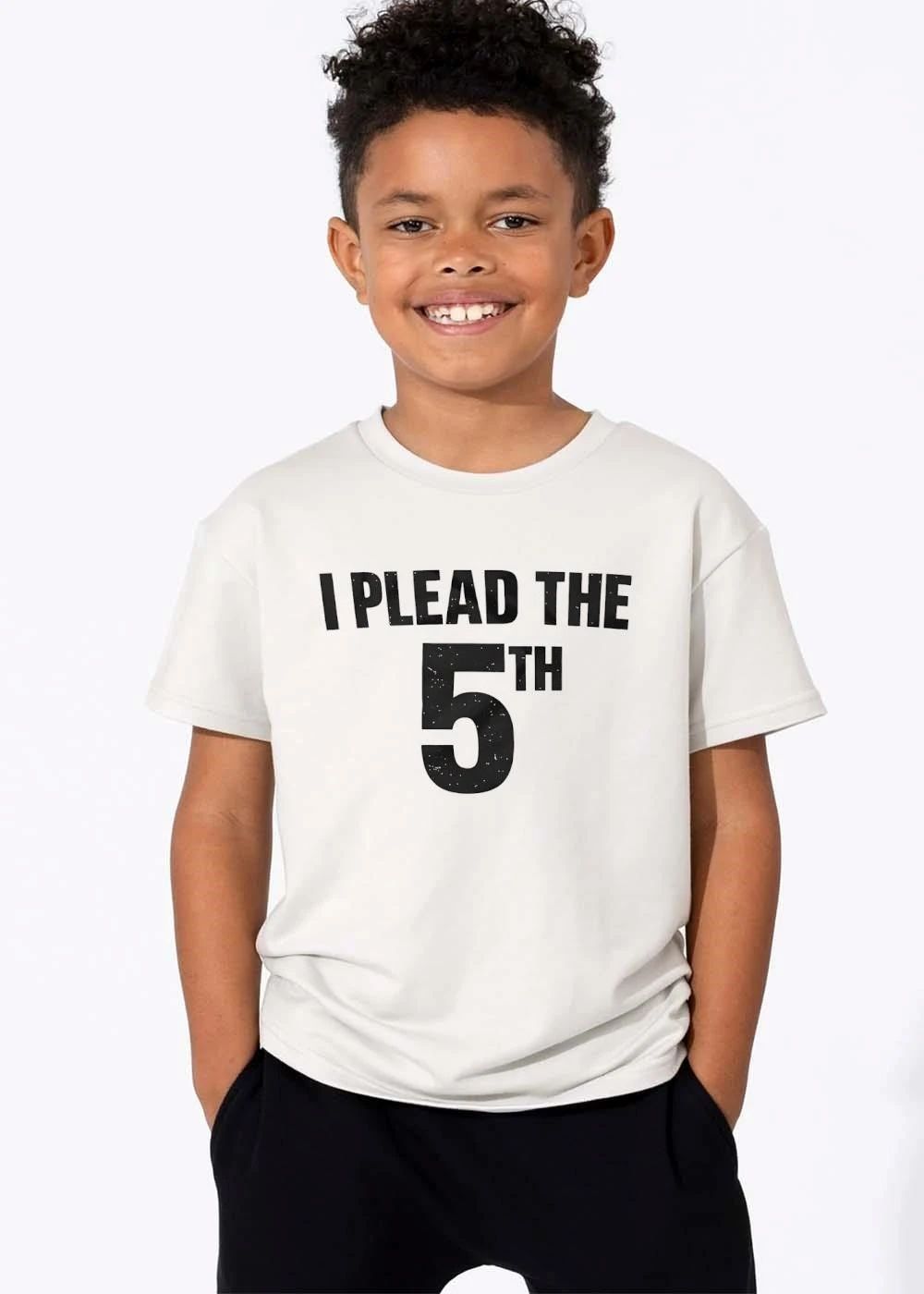 I Plead The 5th Distressed Texture Bold Black Lettering Print shirt