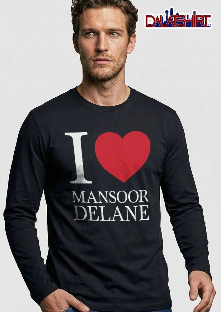 I Love Mansoor Delane Large Red Heart Shape Black Background shirt