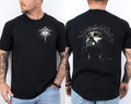 Jesus Christ Face With Crown Of Thorns Cross Faith Retro Front & Back T-Shirt