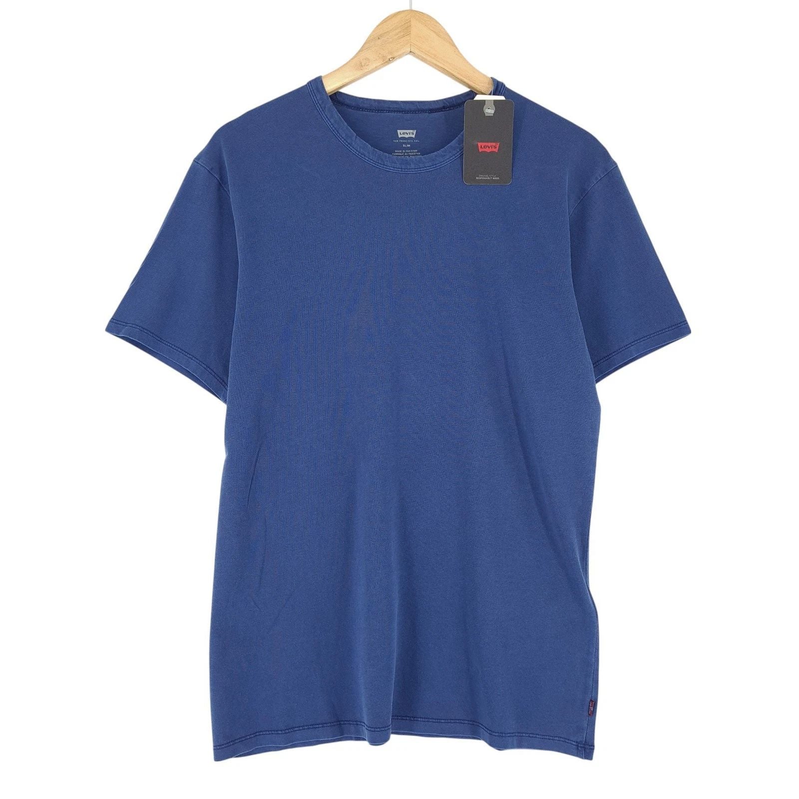 Levi's Men's T-Shirt Blue Slim Fit Cotton Logo Round Neck Short Sleeve Size M
