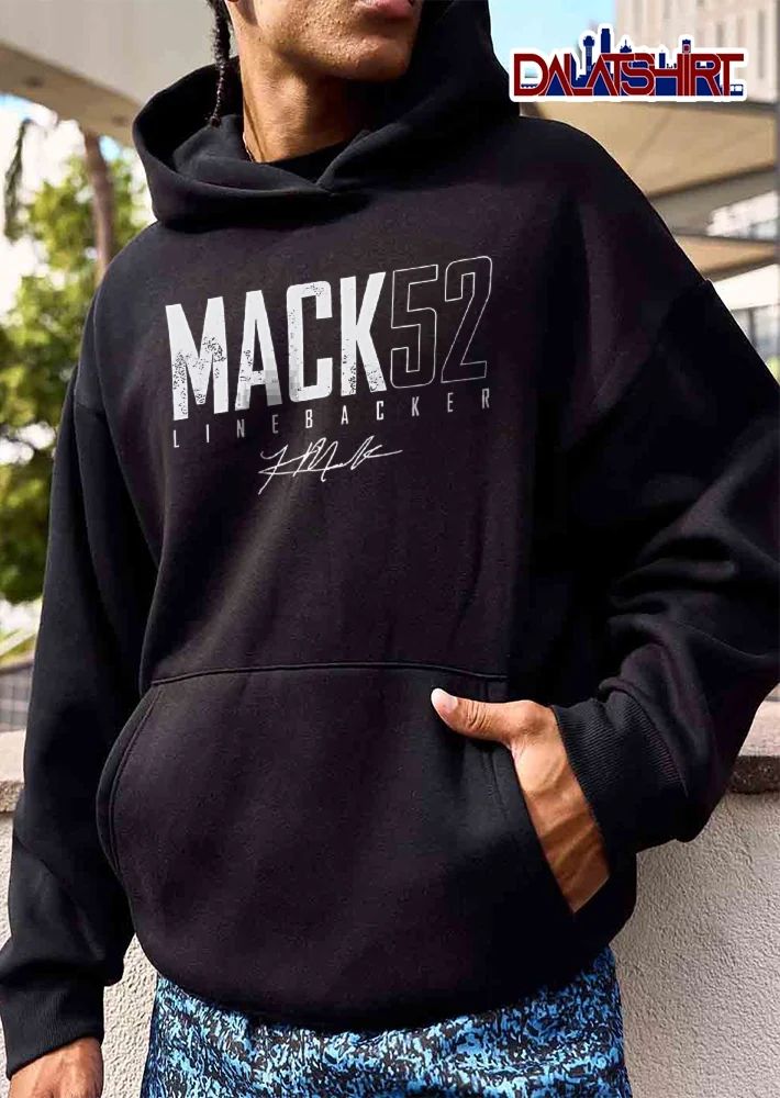 Mack 52 Linebacker Distressed Text Outline Number Handwritten Signature shirt