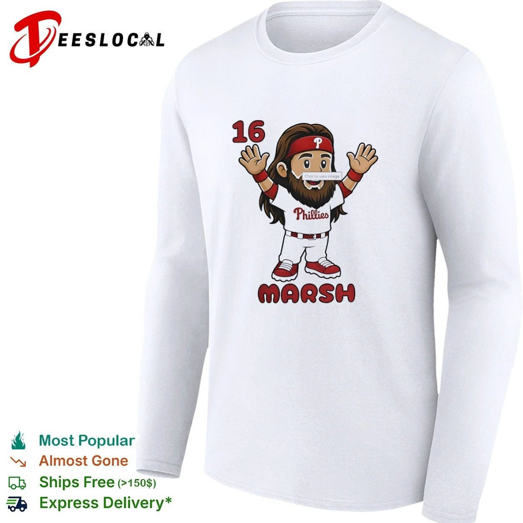 Brandon Marsh 16 Philadelphia Phillies Cartoon T-shirt
