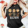 Rush x Peanuts Retro T-Shirt Geddy Lee Alex Lifeson Neil Peart Rock Band Vintage