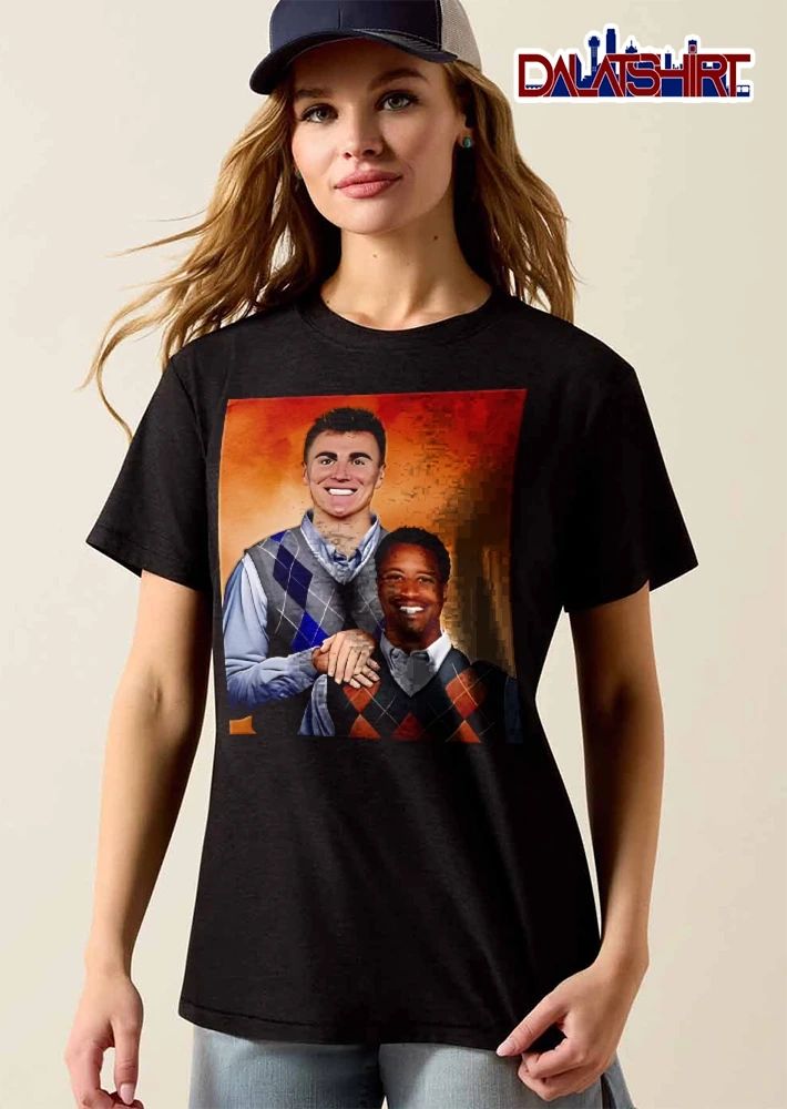 Two Smiling Men In Argyle Sweater Vests Studio Portrait Painting shirt