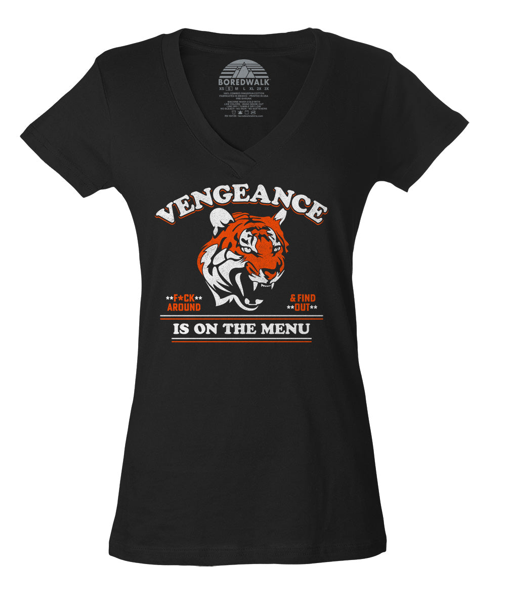 Women's Vengeance is On The Menu Vneck T-Shirt
