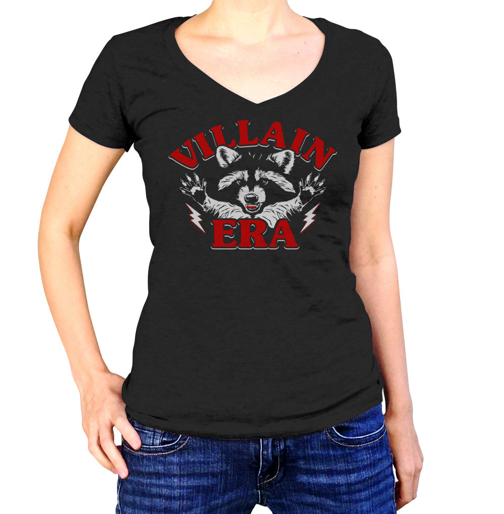 Women's Villain Era Raccoon Vneck T-Shirt