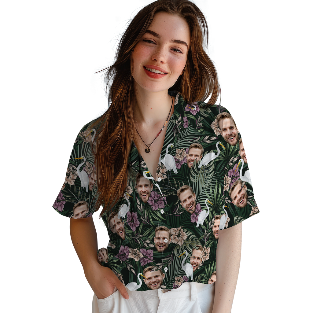 Vintage Egret Tropics | Aloha Custom Hawaiian Shirts with Faces or Logos