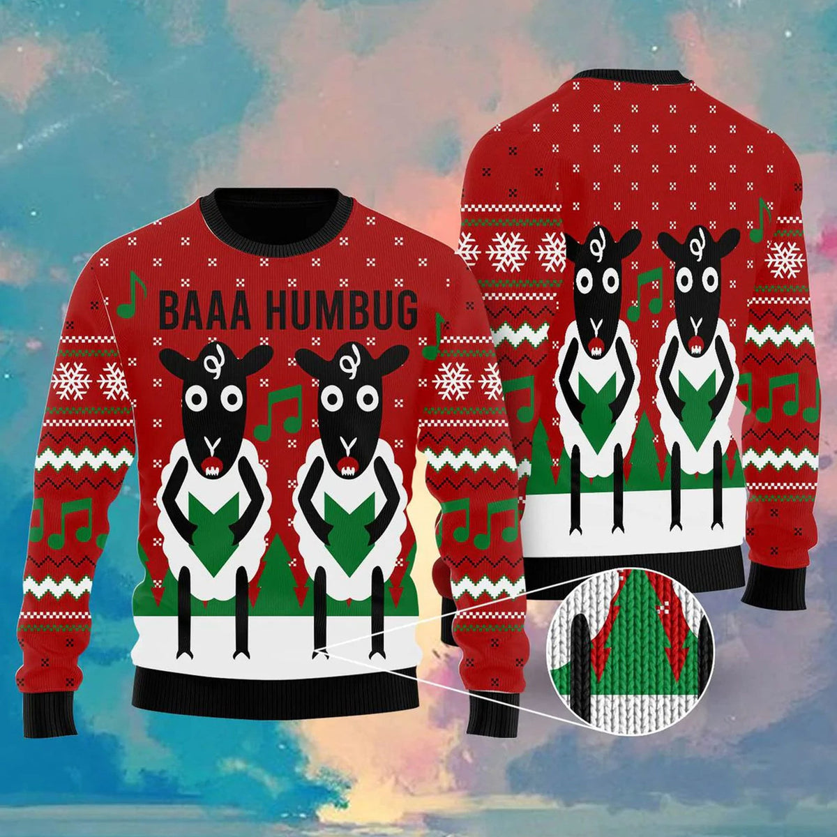 Vintage Sheep Music Ugly Christmas Sweater