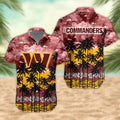 Washington Commanders Palm Trees Sunset Hawaiian Shirt