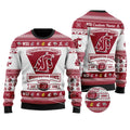 Washington State Cougars Football Team Logo Custom Name Personalized Ugly Christmas Sweater Holiday Party Men Women Plus Size
