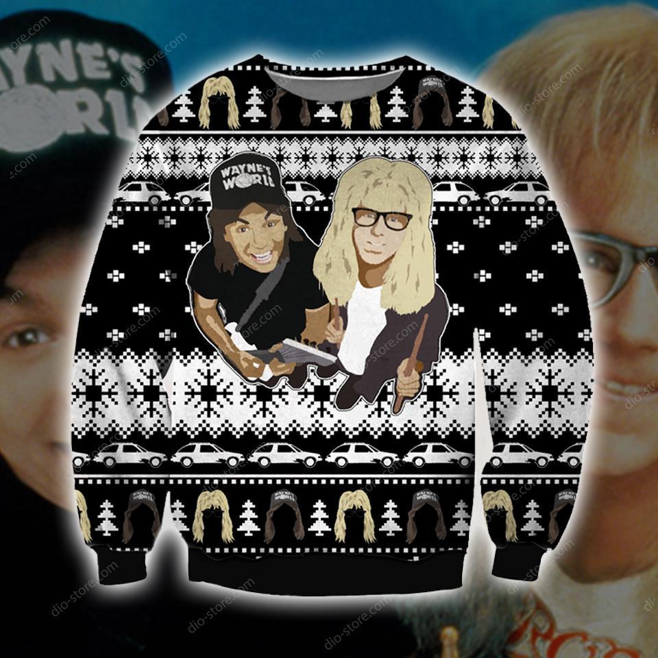 Wayne’S World Knitting Pattern 3D Print Ugly Christmas Sweater