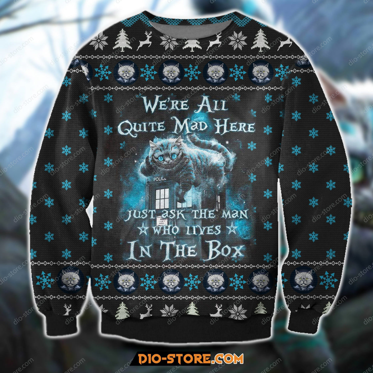 We’Re All Quite Mad Here- Alice In Wonderland 3D Print Ugly Christmas Sweater