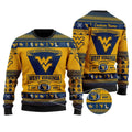 West Virginia Mountaineers Football Team Logo Custom Name Personalized Ugly Christmas Sweater Holiday Party Men Women Plus Size