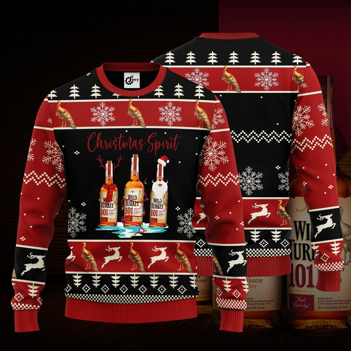Wild Turkey Christmas Spirit Ugly Christmas Sweater