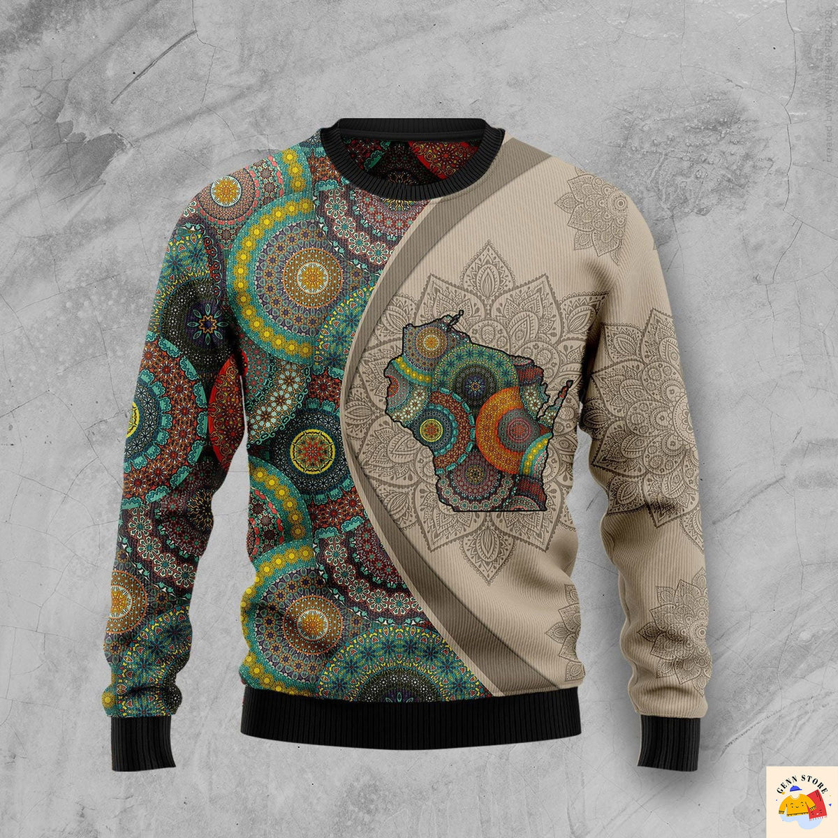Wisconsin Mandala Ugly Christmas Sweater